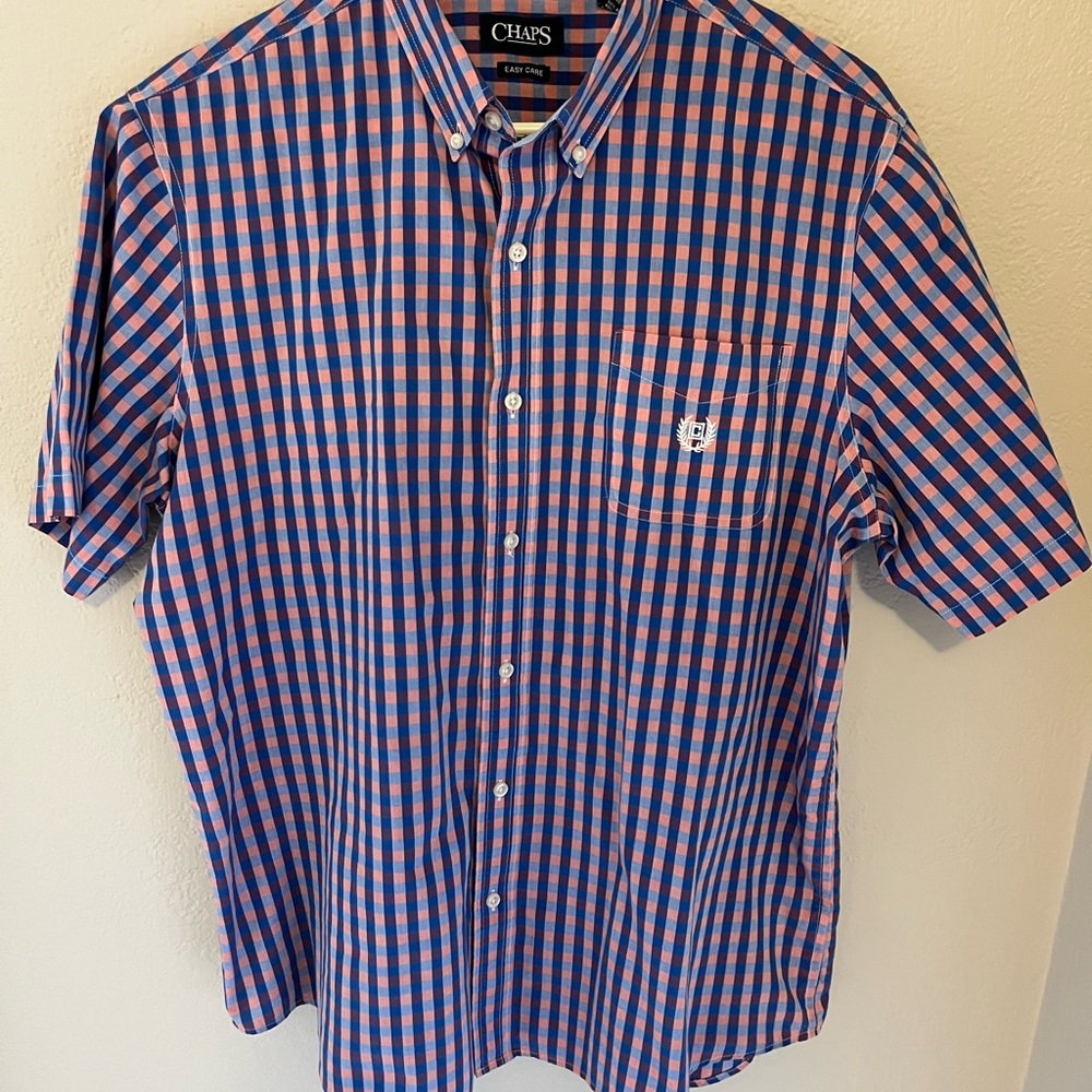Chaps Blue and Pink Casual Button Down Shirt